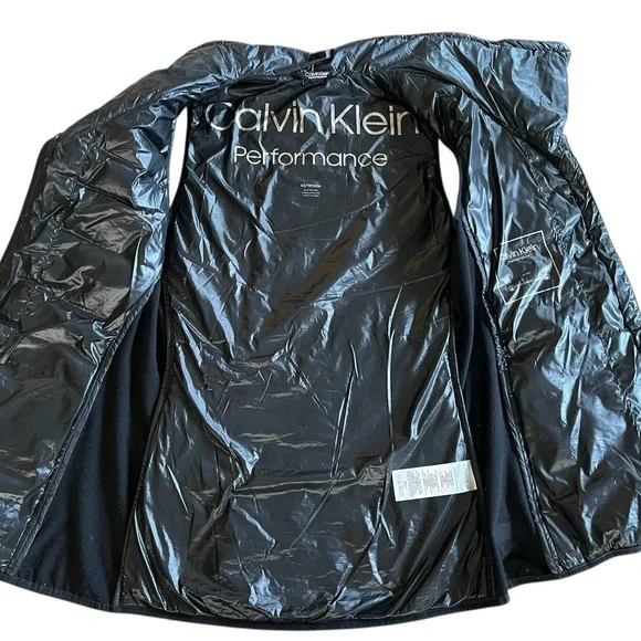 Calvin Klein Performance Black Funnel-Neck Puffer Full-Zip Vest Sz XS Athleisure - Picture 6 of 10
